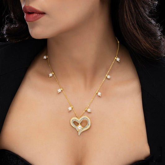 PRANJO Anti-Tarnish Crystal Heart Necklace