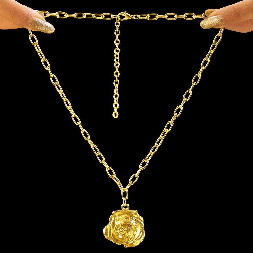 PRANJO Gold Plated Rose Necklace