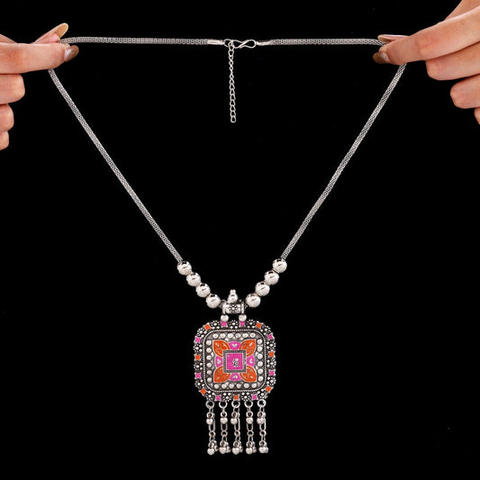 PRANJO Ethnic Statement Necklace with Colorful Enamel
