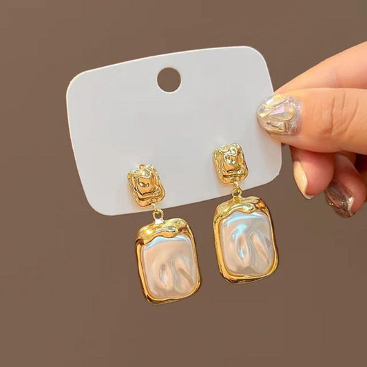 Korean Gold Plated Irregular Pearl Drop Earrings